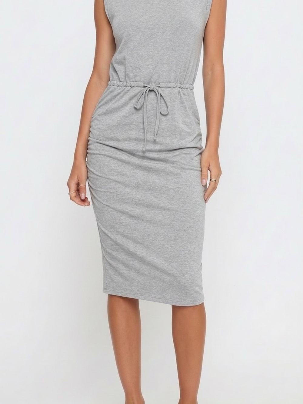 a new day Light Gray Drawstring Midi Skirt